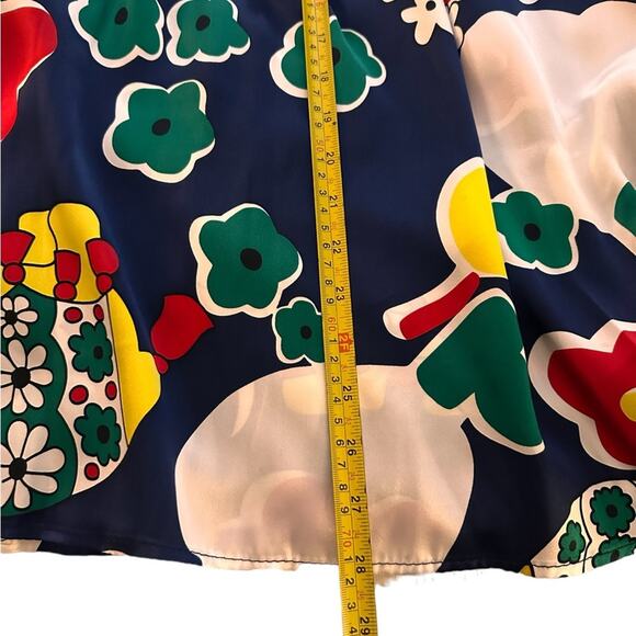 Voom Joy Han Floral Elephant Print Silk Art to Wear Shirt Dress Flared, XS - Picture 6 of 10